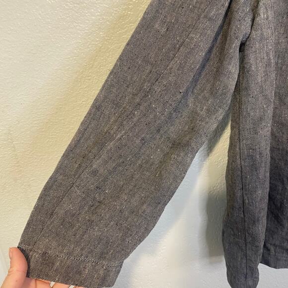 BB Design Jytte Meilvang Gray Pure Linen Button Front Blazer Jacket Size Largeb - Picture 5 of 8